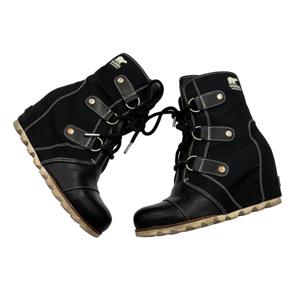 Sorel Joan Of Arctic Mid X Celebration Black Hidden Wedge Winter Boots - Picture 7 of 13